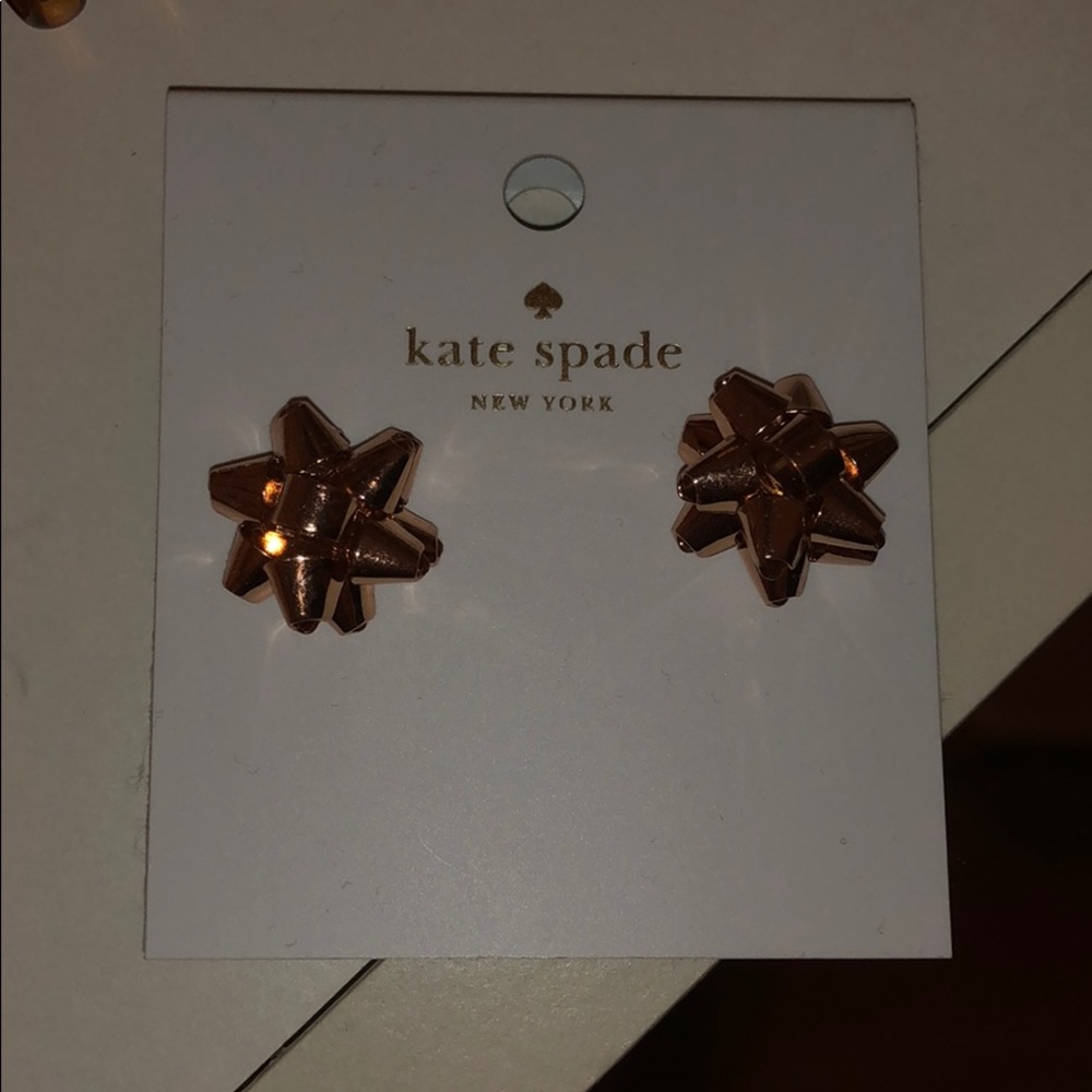 NWT Kate Spade Rose Gold Bow Earrings